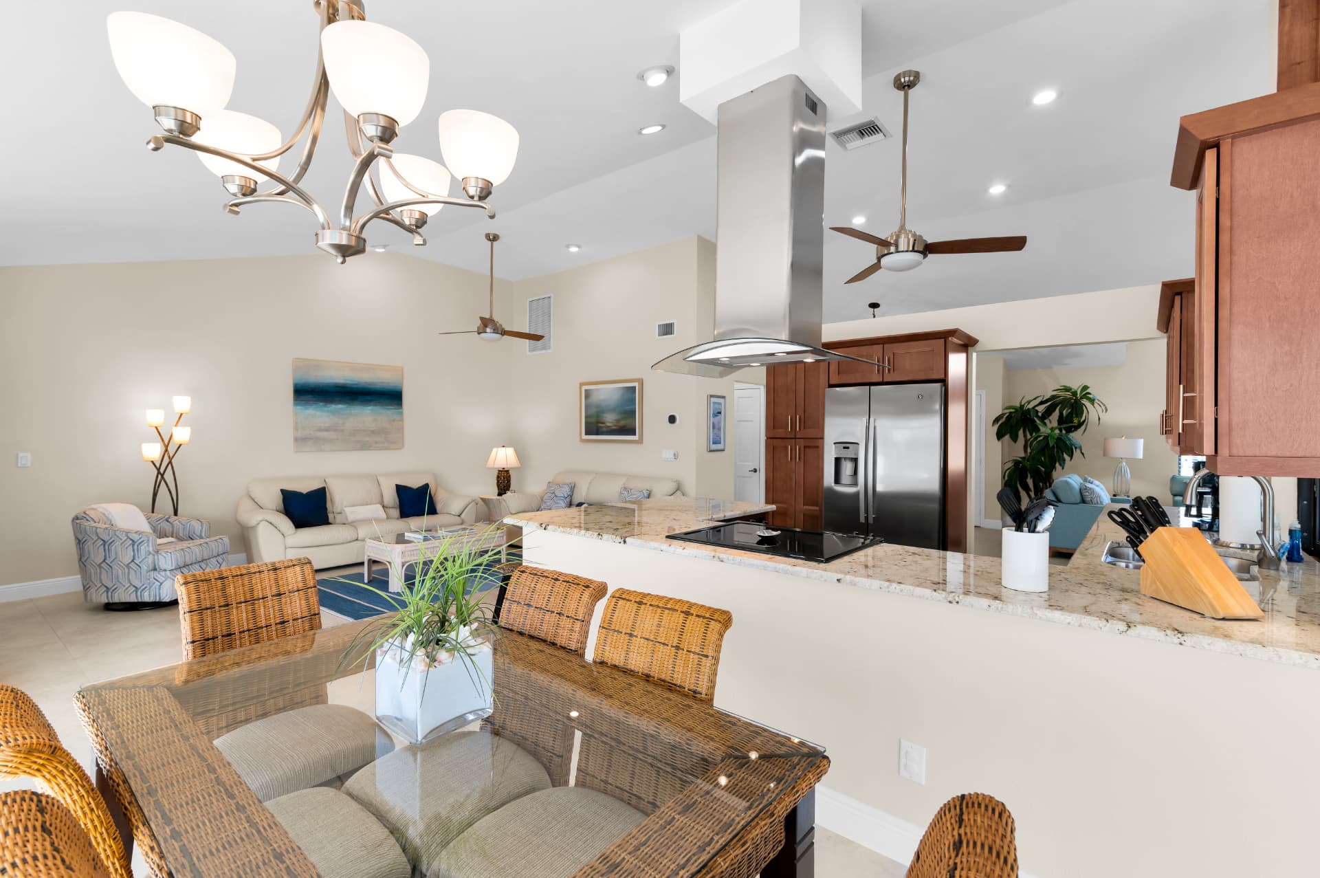 Kitchen open to the living area at Pirates Cove Marco Island