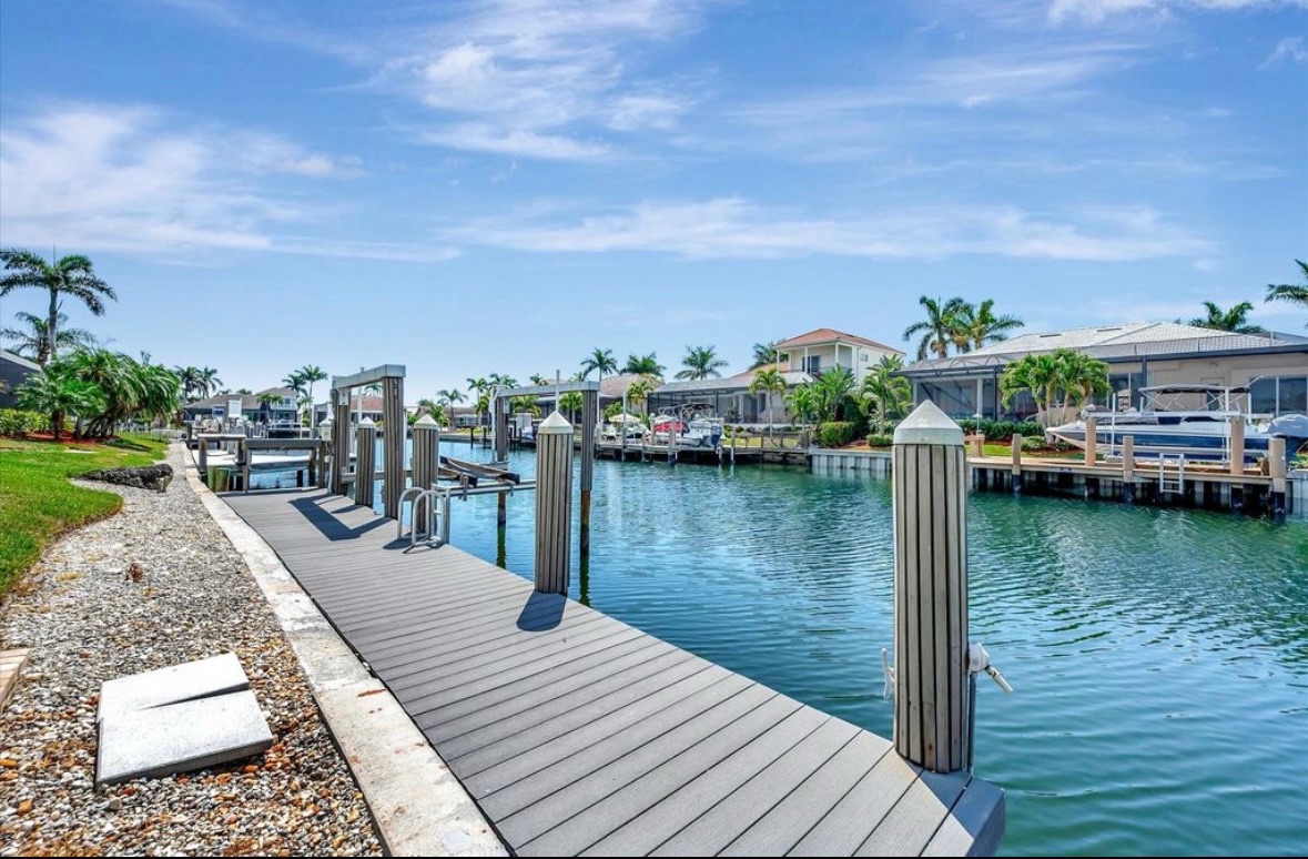 Private dock on the quiet canal behind Pirates Cove Marco Island